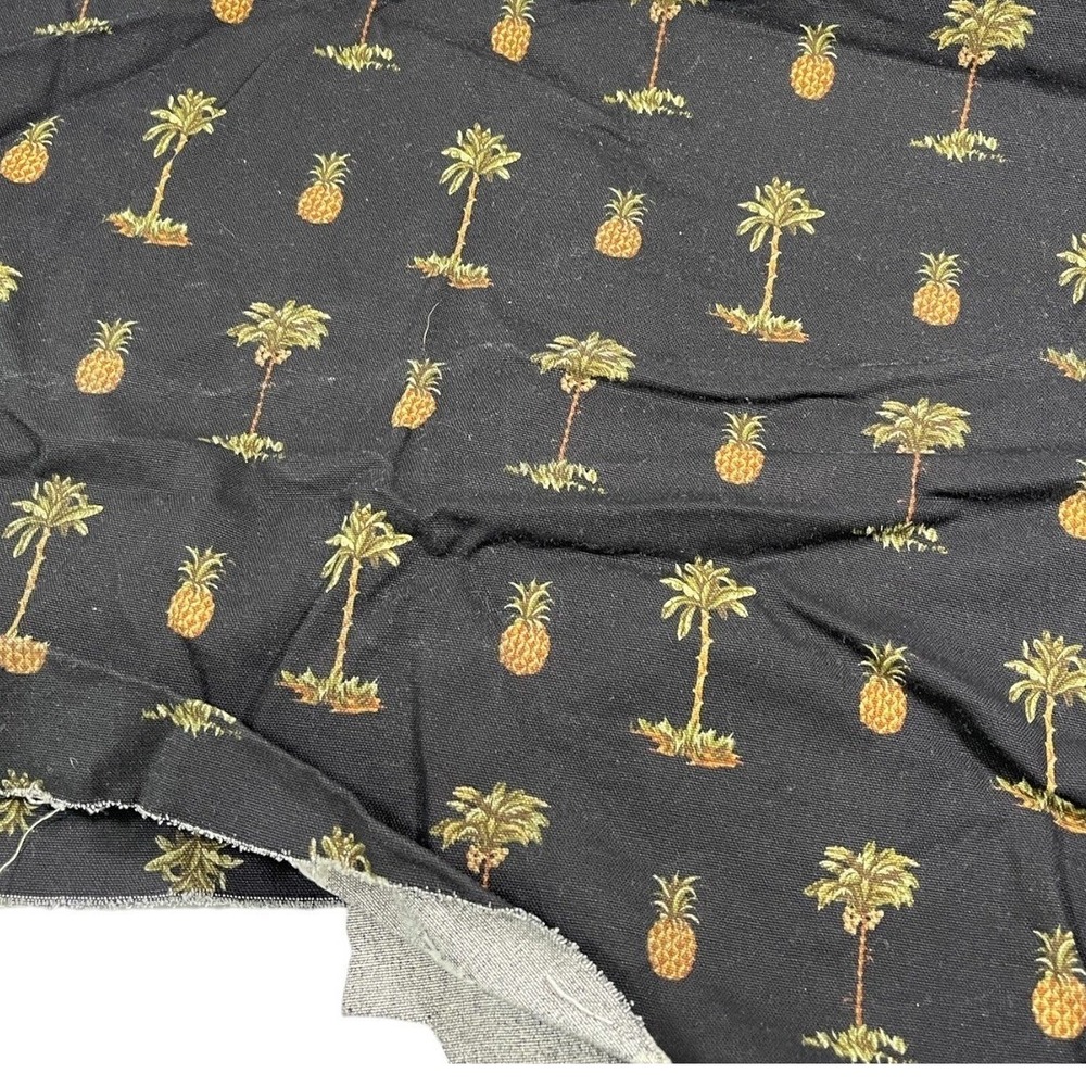Waverly 25x54" Black Fabric Pineapple Palm Tree Tropical Screen Print Aloha
